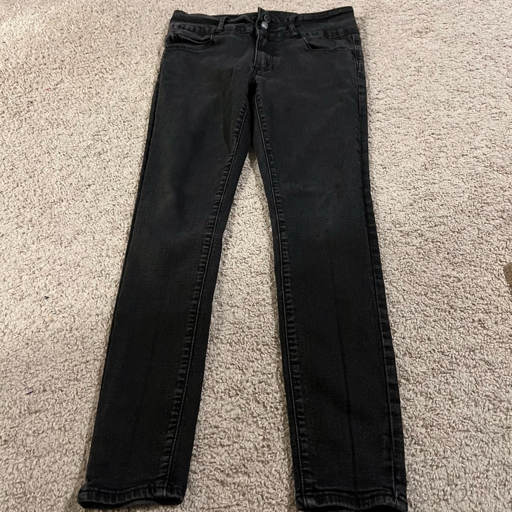 Kendall & Kylie Black Straight Jeans S3-Button edgy grunge rocker goth sleek Y2K